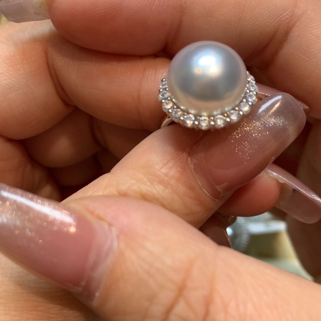 海水珍珠戒指银S925镶嵌