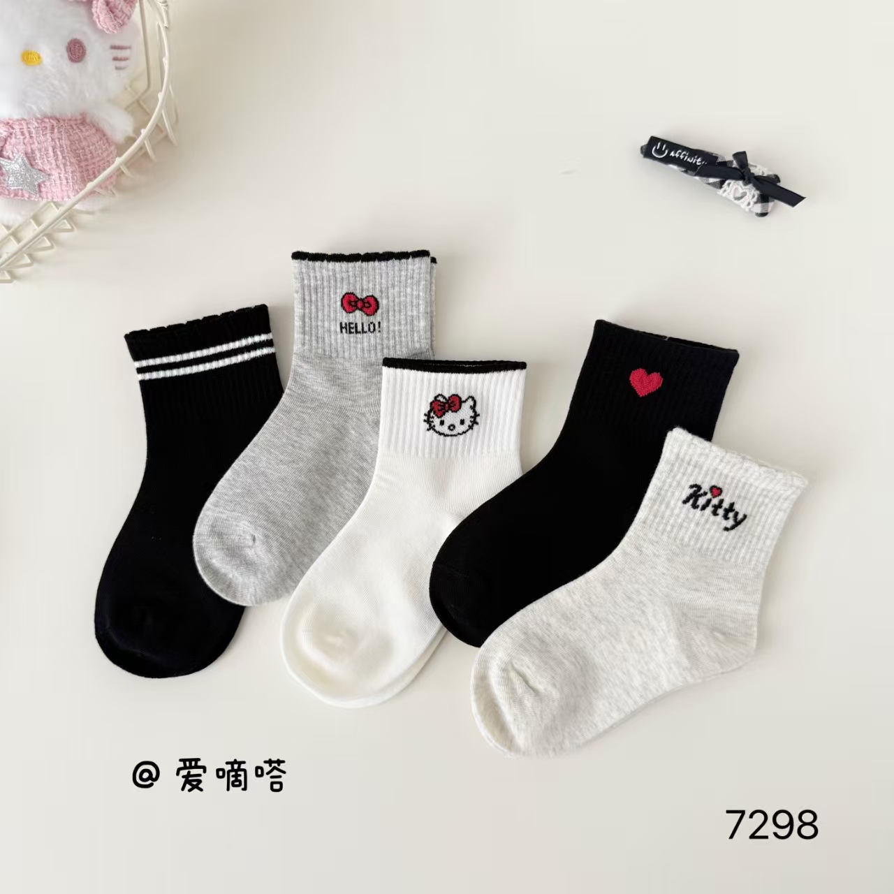 爱嘀嗒秋季新款女童袜子卡通女宝宝中筒秋袜子
