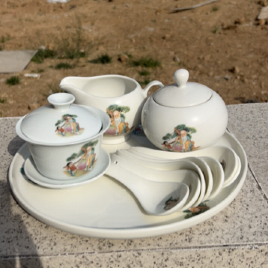 寿星系列茶叶罐盖碗公道杯壶承勺子