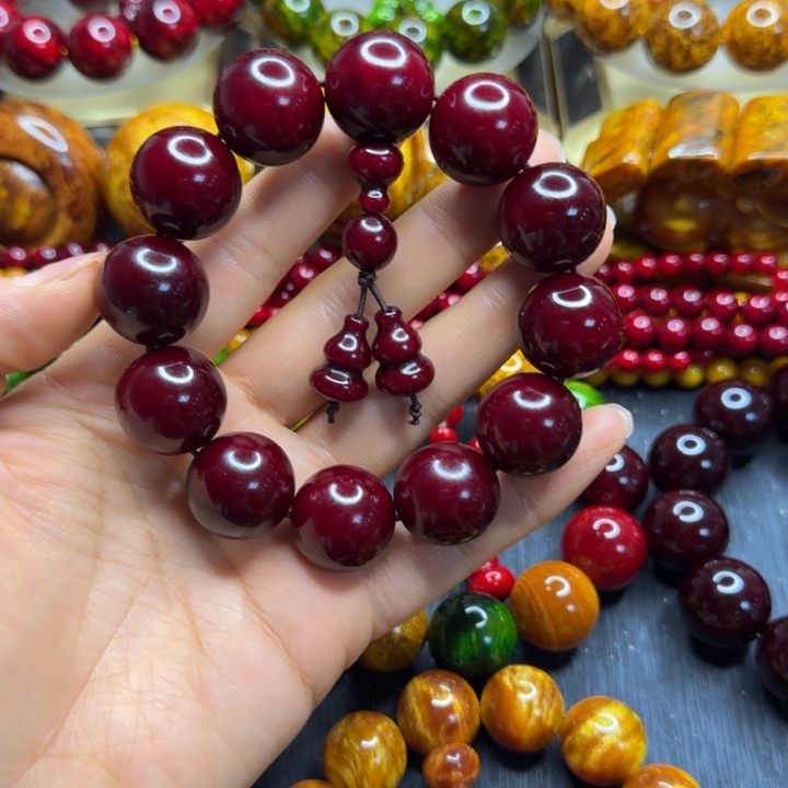 松木琥珀木文玩手串