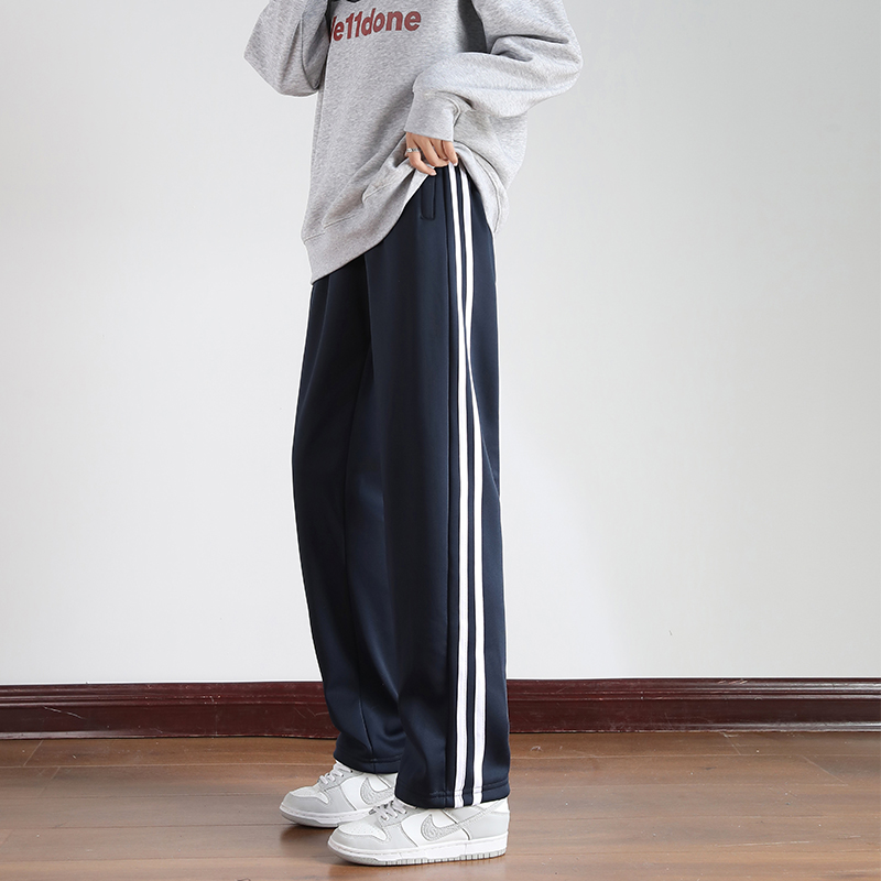 藏青色一道二条杠校服裤子跑步运动长裤初高中小学生训练直筒卫裤