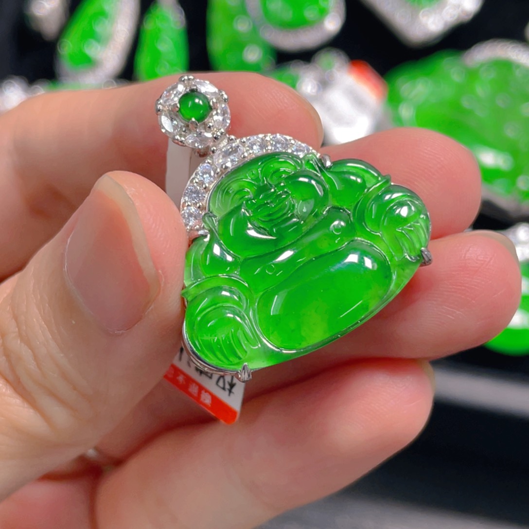 翡翠银S925镶嵌吊坠(不含链)