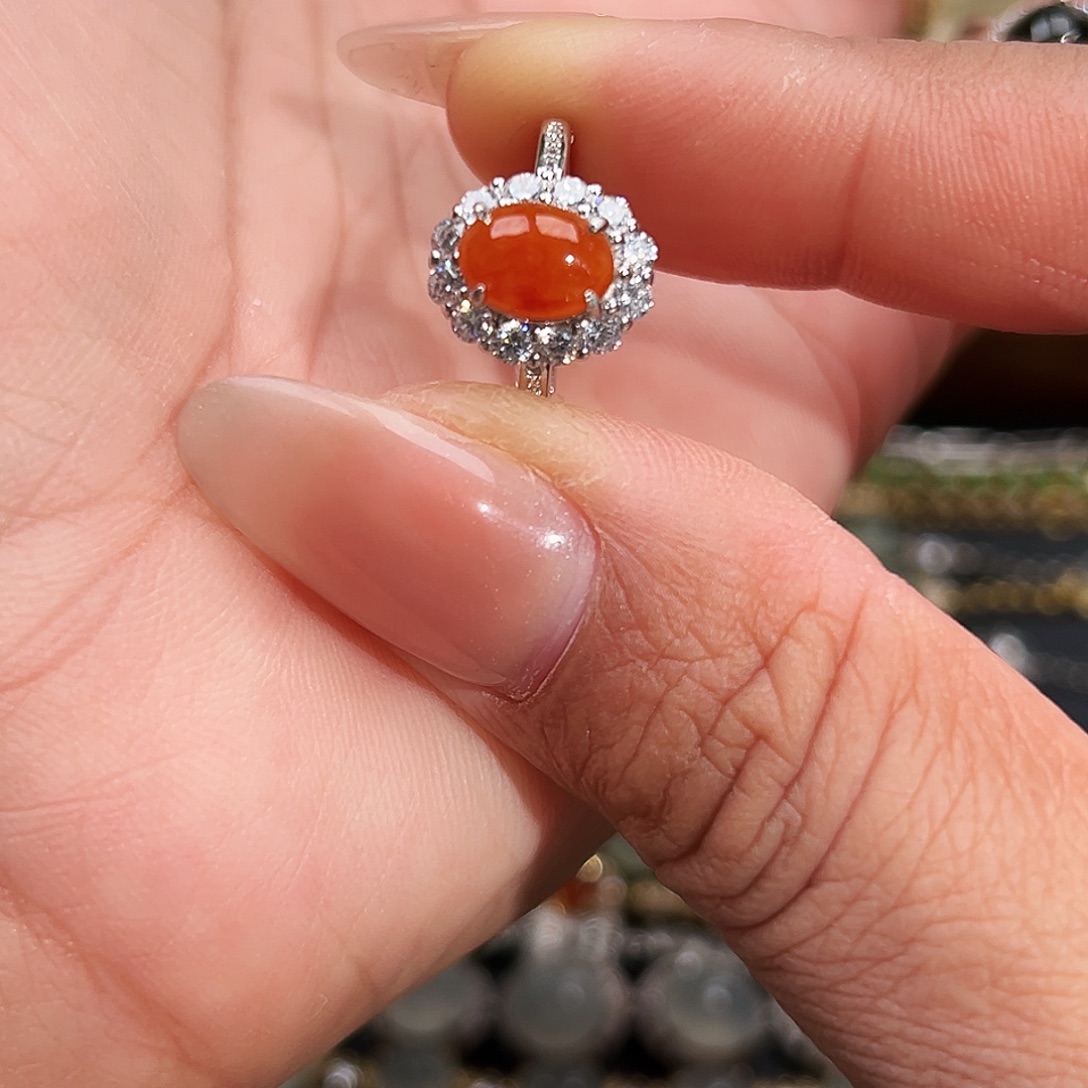 翡翠银S925镶嵌戒指缅甸天然A货翡翠戒指