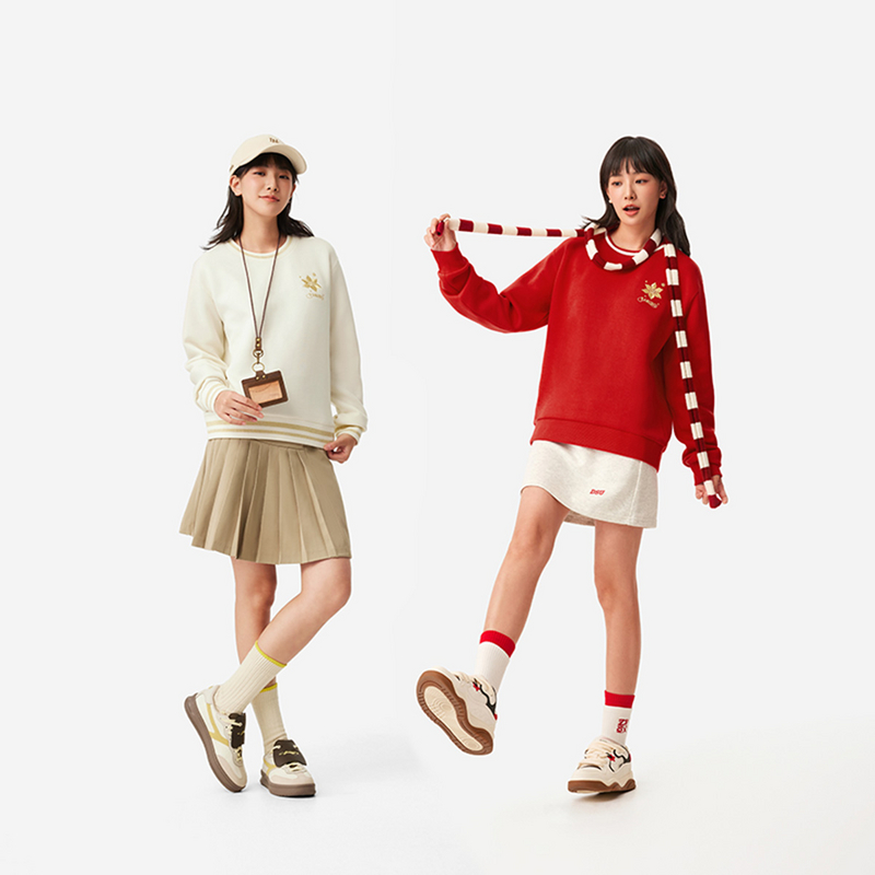 李宁日进斗金卫衣女士2025新年红色上衣针织长袖运动服AWDV182-B