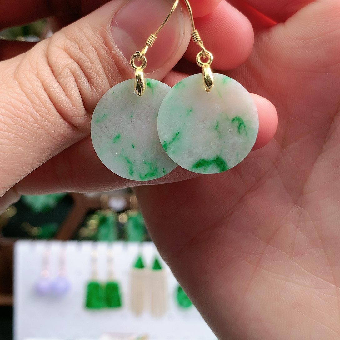 翡翠耳饰银S925镶嵌耳饰