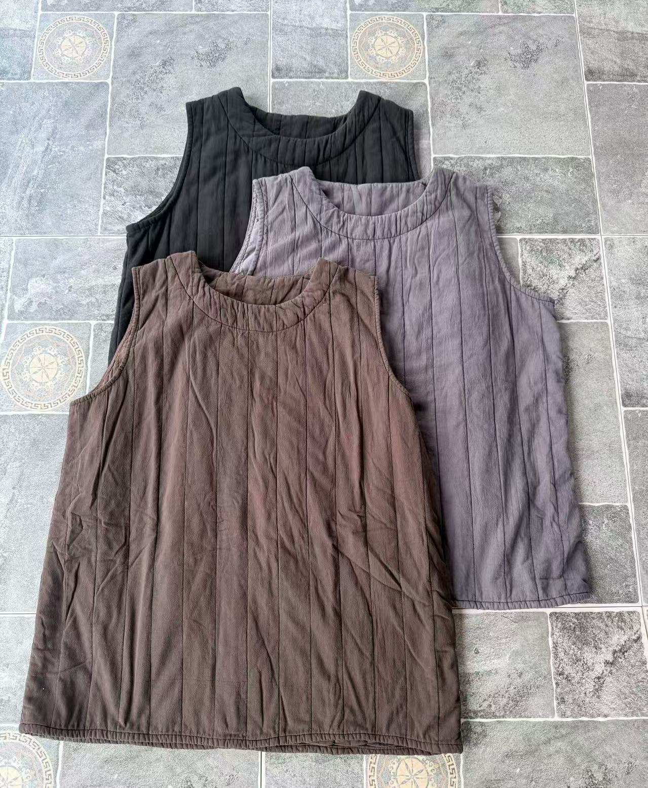 亚麻炒色 无袖坎肩中长款棉马甲 2723