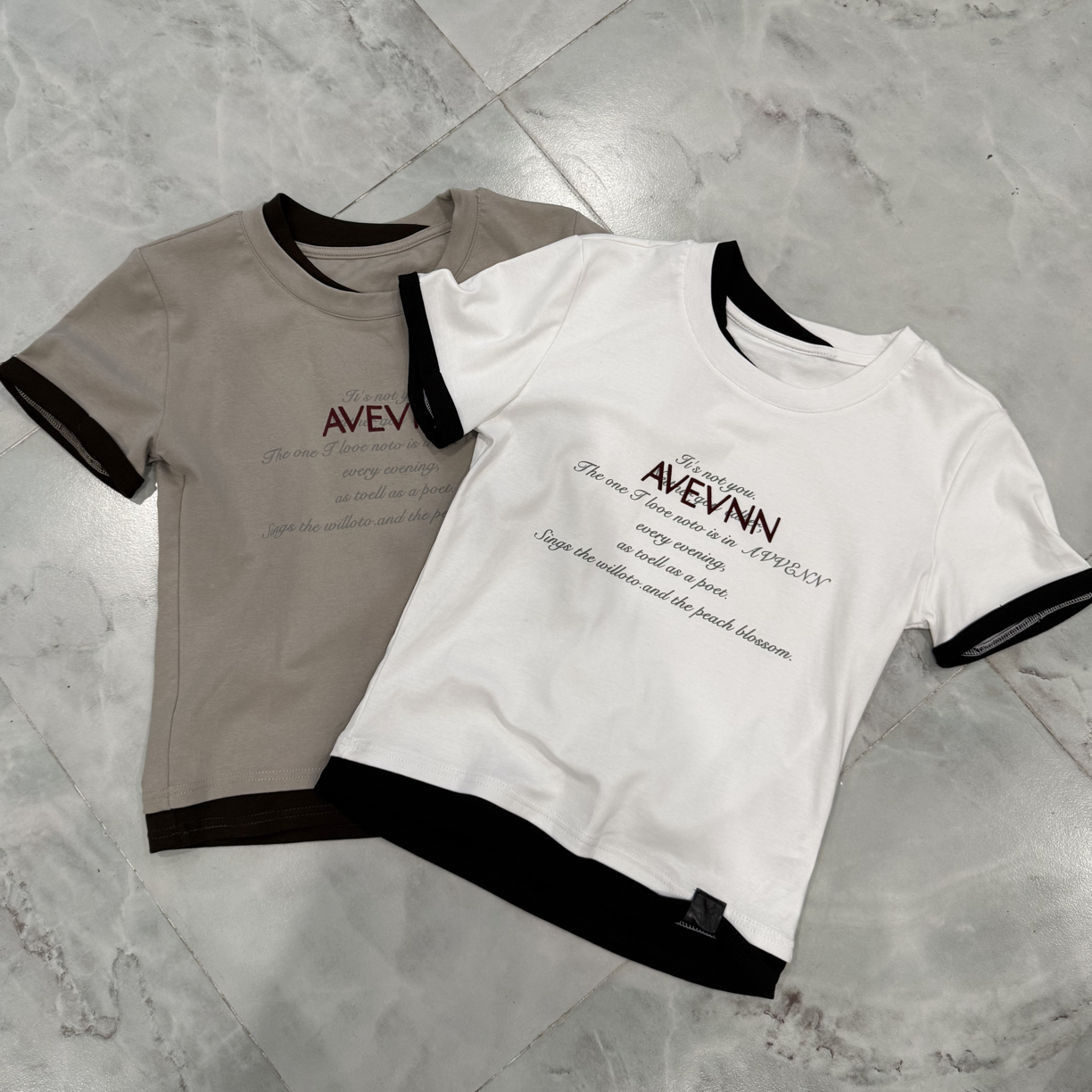 【海南珍珍】时尚撞色字母印花T恤60226