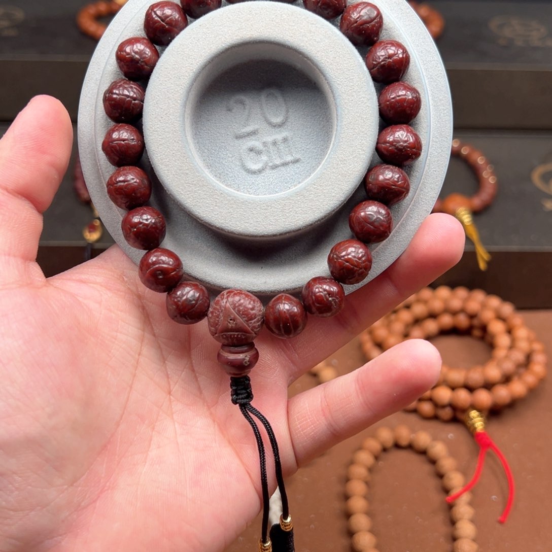 凤眼菩提手串朱砂供款12尺寸实心籽