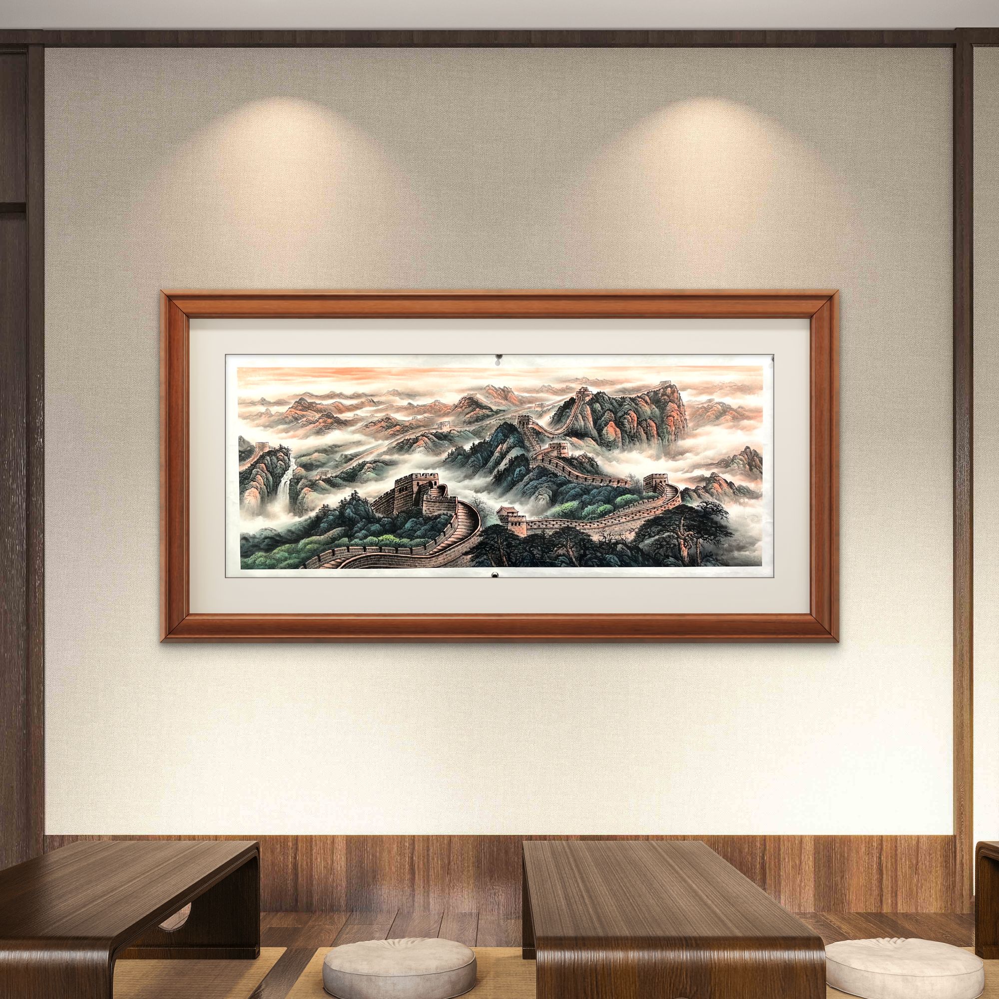 齐振家亲笔手绘长城图【雄关万里】190*75cm送锦礼盒收藏送礼作品