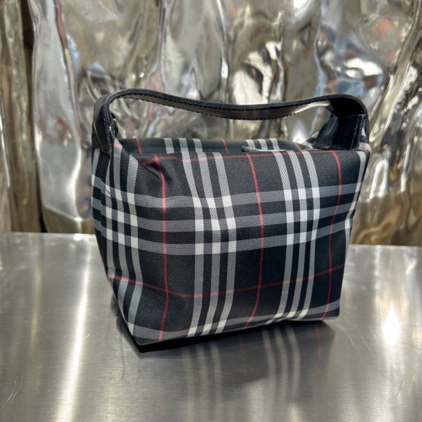 95新 BURBERRY/博柏利 黑色 格纹 饭盒 手提包