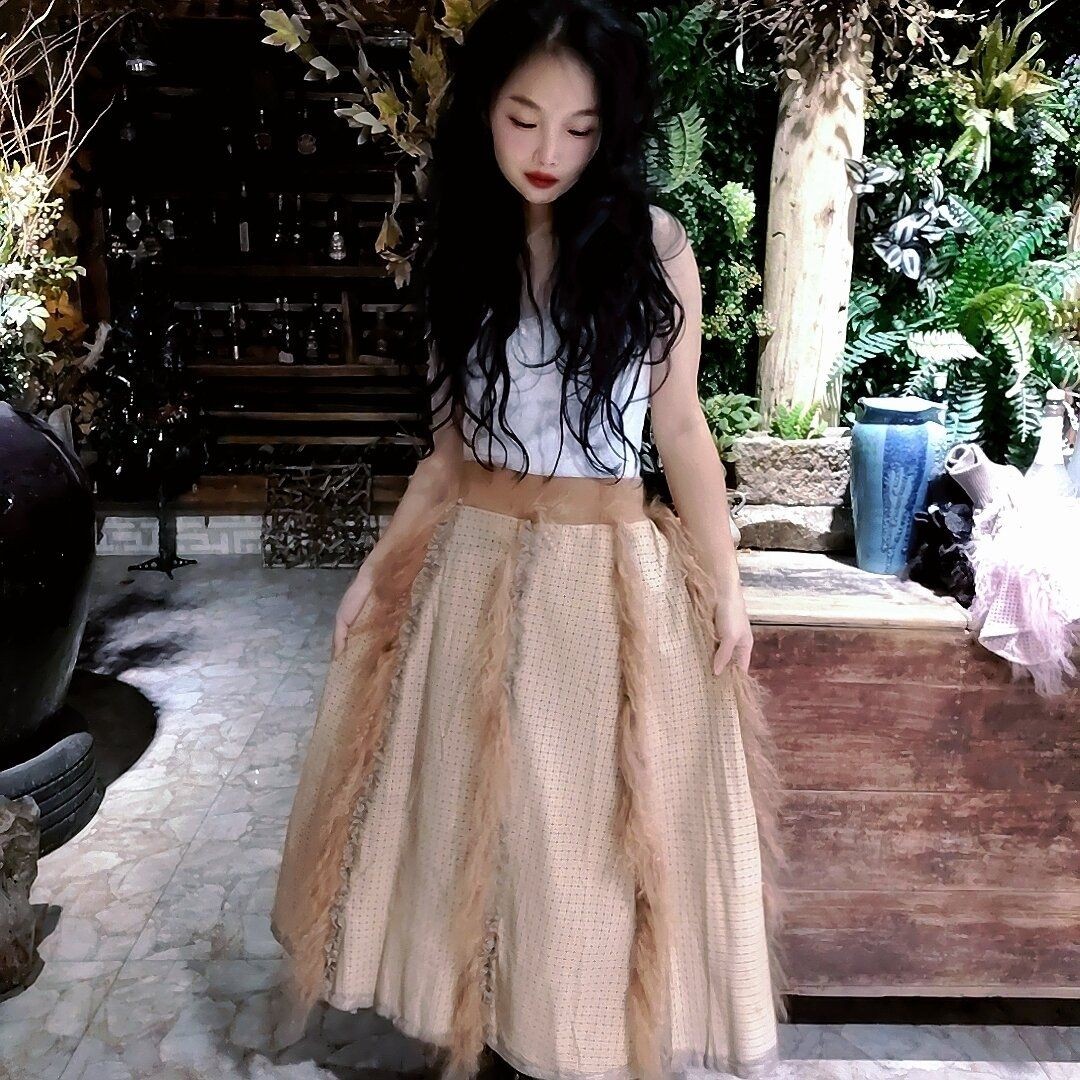 韩版春秋冬高腰宴会仙女裙