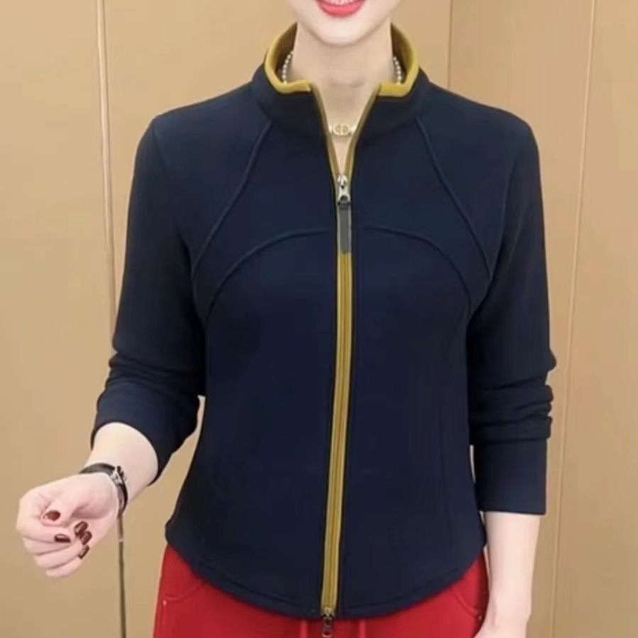 冬季新款双面德绒立领拉链设计显瘦打底衫