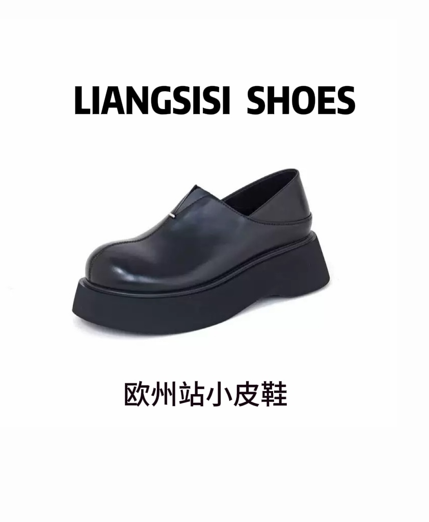 梁思思SHOES【欧州站小皮鞋】2025新款两穿皮鞋一脚蹬拖鞋女F399-6