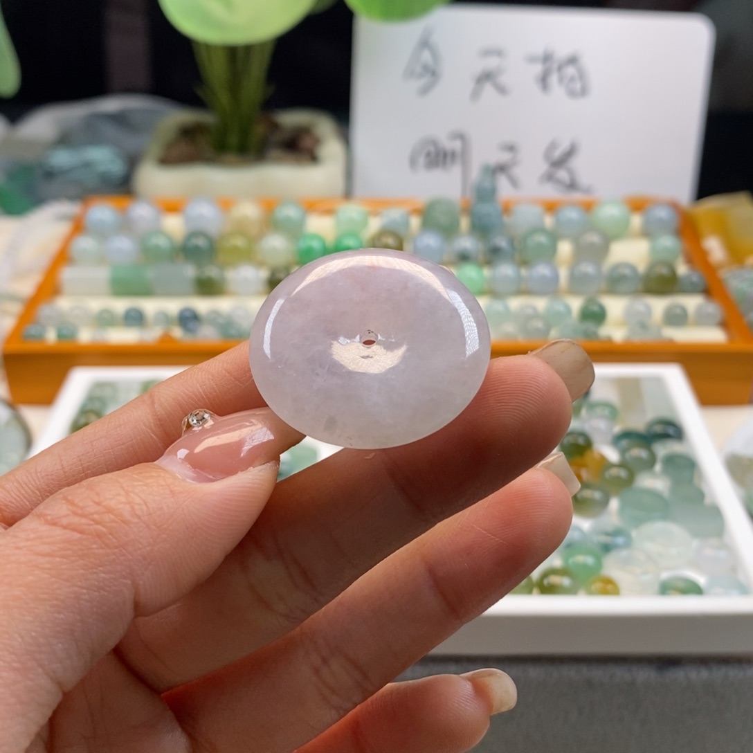 翡翠散珠 天然翡翠平安扣29.8×5.9