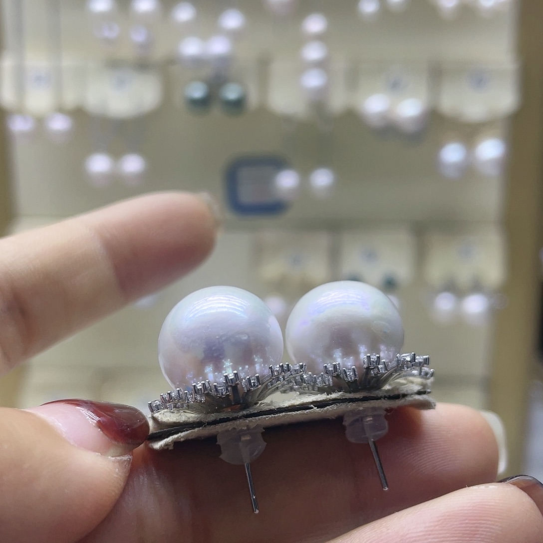 淡水珍珠耳饰银S925镶嵌