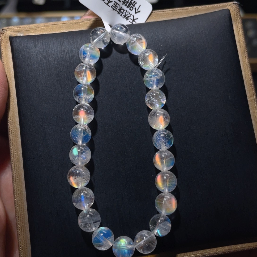 未镶嵌长石手链马岛幻彩月光石手链7.6mm