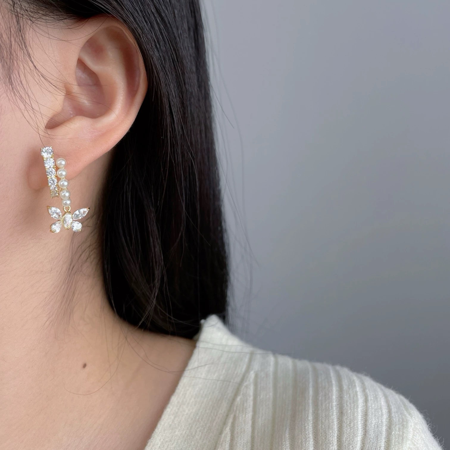 铜合金锆石耳饰 时尚耳钉通用链接3