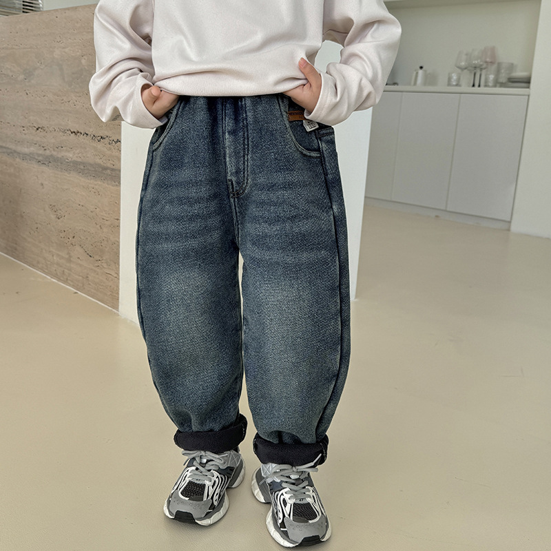 【超软加厚】儿童男童韩版加绒加厚牛仔裤潮范冬装裤子童装|24dj04