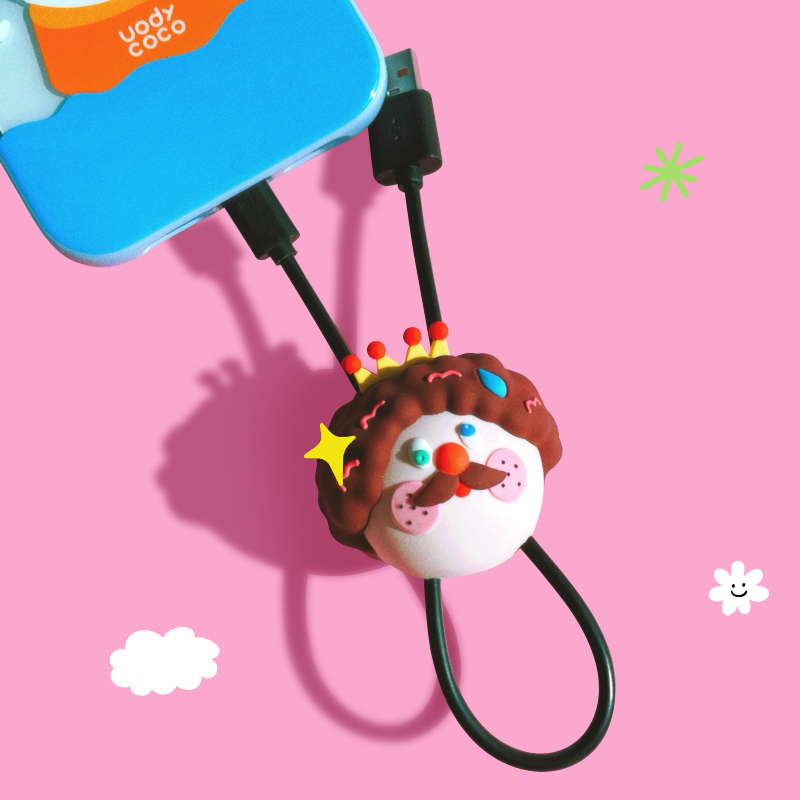 uodycoco原创小国王数据线iPhone/type-c接口充电线可爱卡通挂件