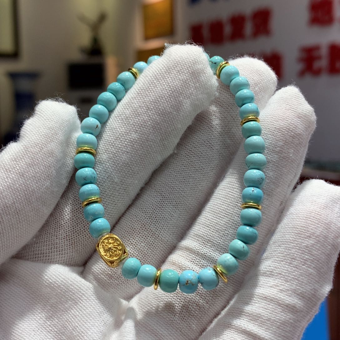 绿松石单圈银S925镶嵌