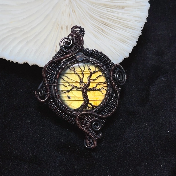 紫铜做旧手工制作金色生命树设计款首饰编织（可碰水）