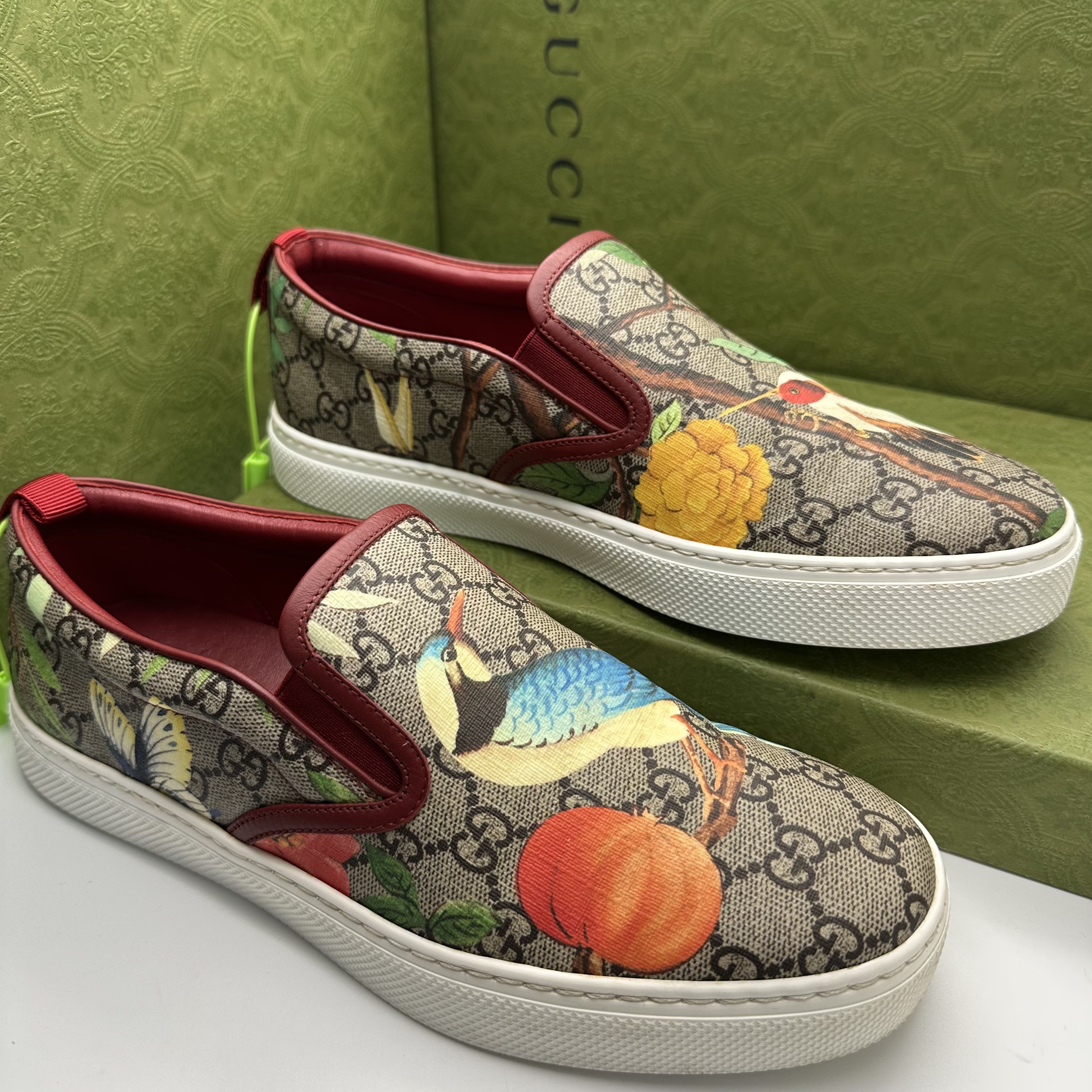 95新 GUCCI/古驰 41欧码/男士时尚花卉轻便休闲一脚蹬