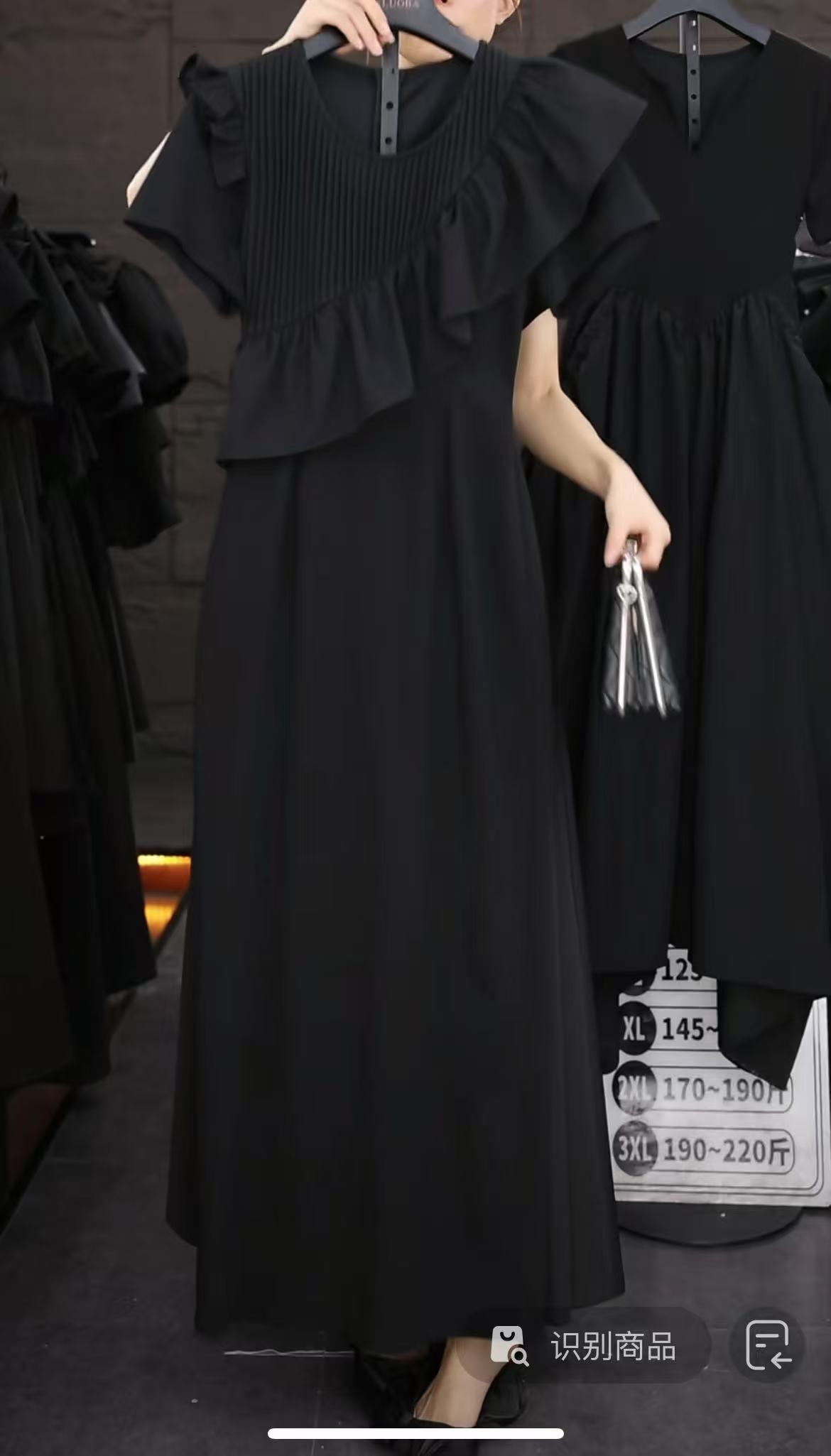 【原创大码设计师款】2025夏季新款气质褶皱显瘦连衣裙K3077