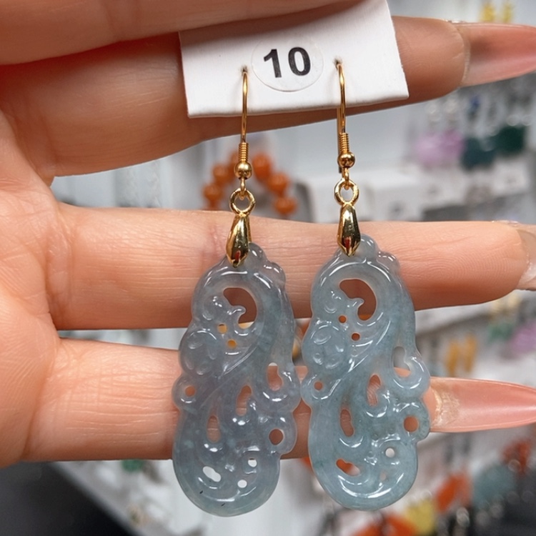 【闪购商品】翡翠耳饰银S925镀金镶嵌耳饰