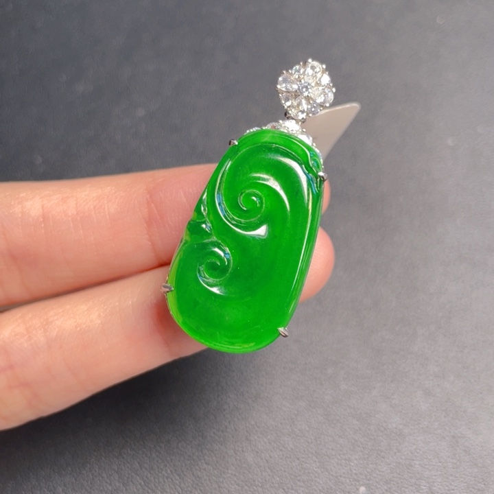 翡翠银S925镶嵌吊坠(不含链)