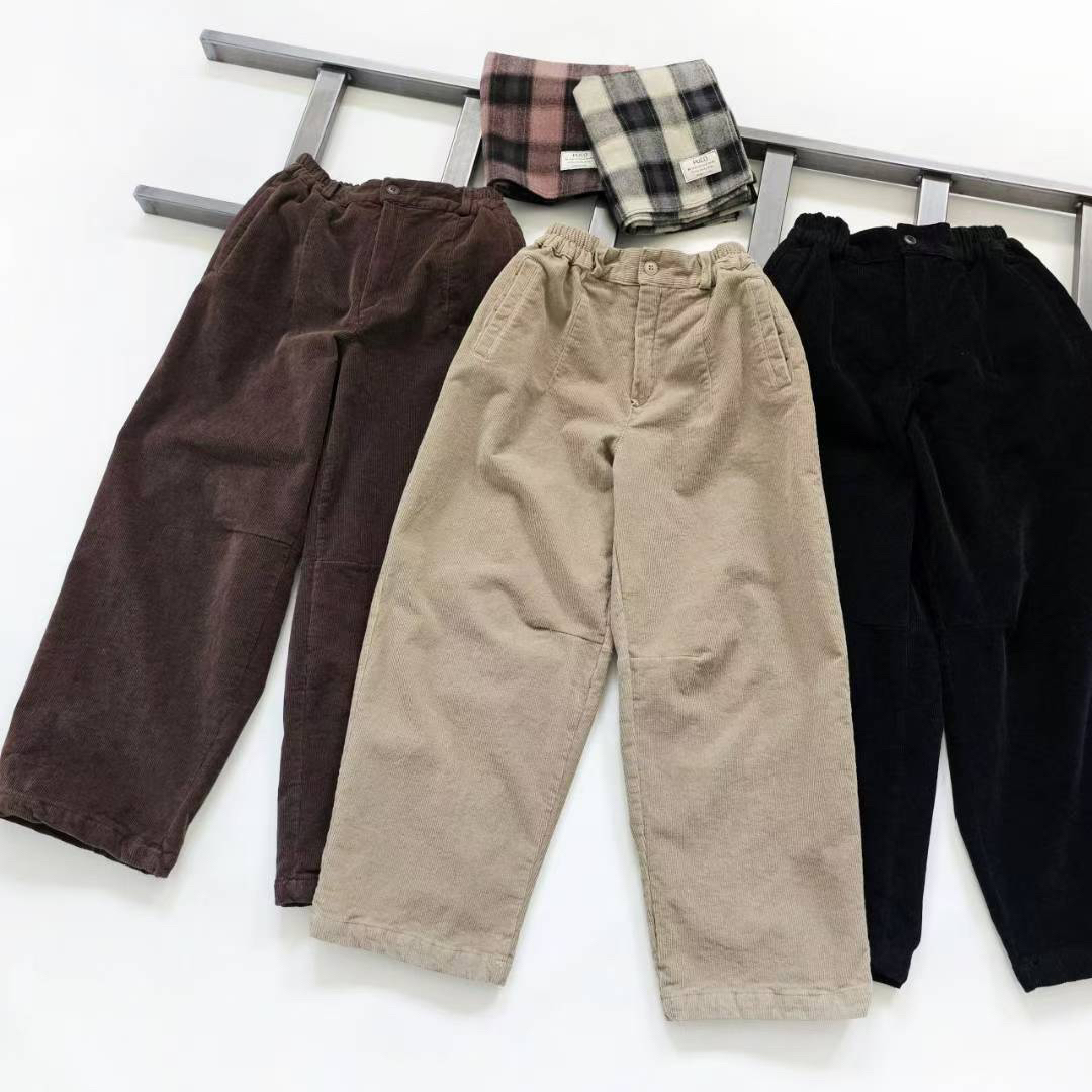 韩国东大门puco沙色条绒九分裤 no退换