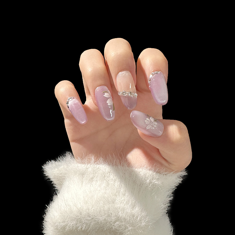 纯手工秋冬新款穿戴甲美甲温柔显白小众穿戴甲爆款成品贴片法式