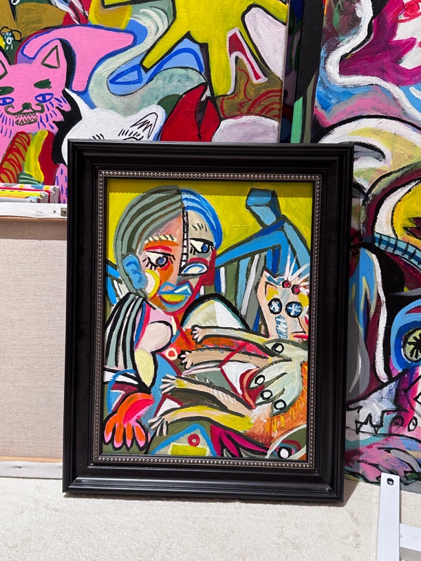 秋香Qiux原创艺术作品《宠物猫》原版丙烯画，无框