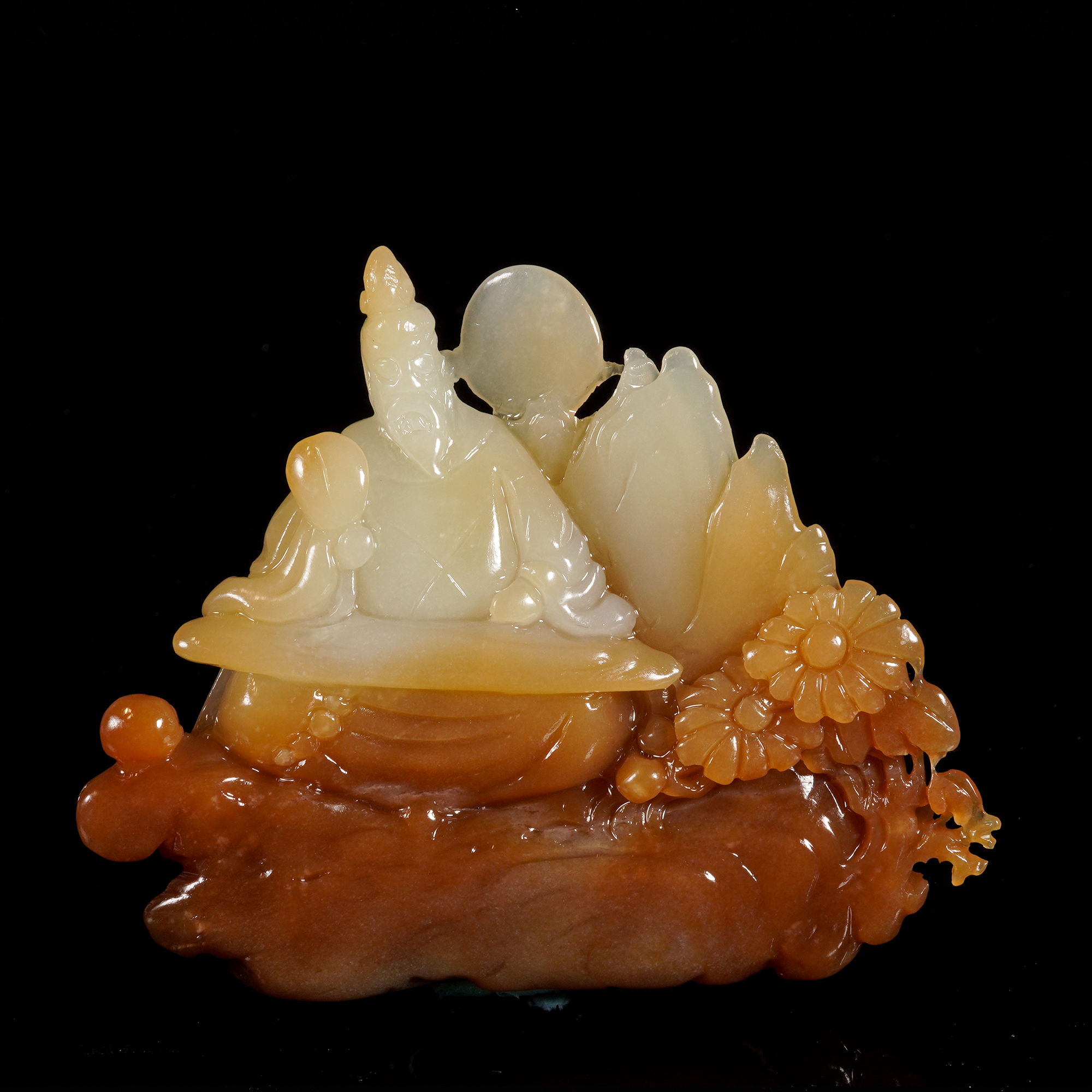 LOT.020和田玉巧雕伯牙抚琴摆件/X2832