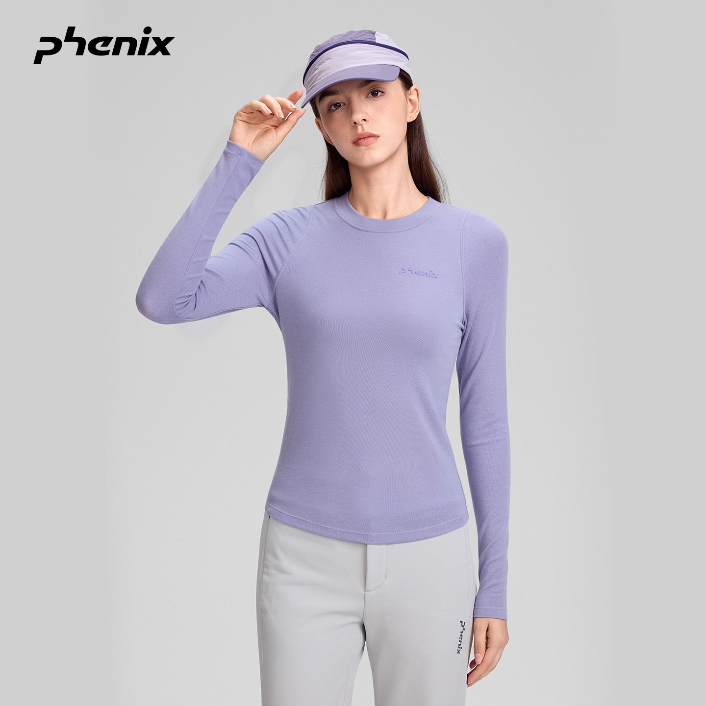 phenix菲尼克斯圆领修身长袖T恤女新款美利奴混纺天丝羊毛打底衫