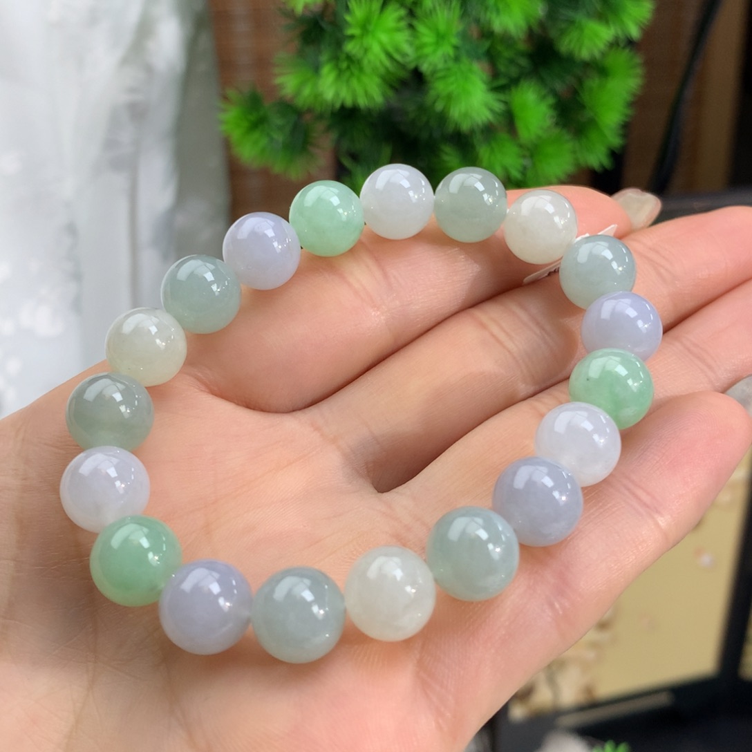 翡翠手链未镶嵌冰胶多宝马卡龙手链卡10m m