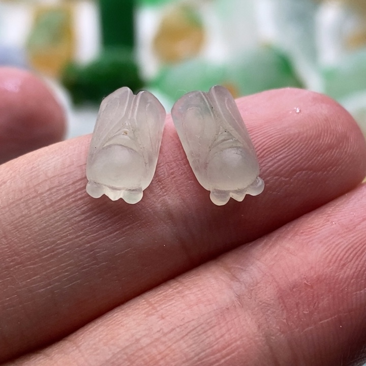 定制翡翠未镶嵌翡翠耳钉