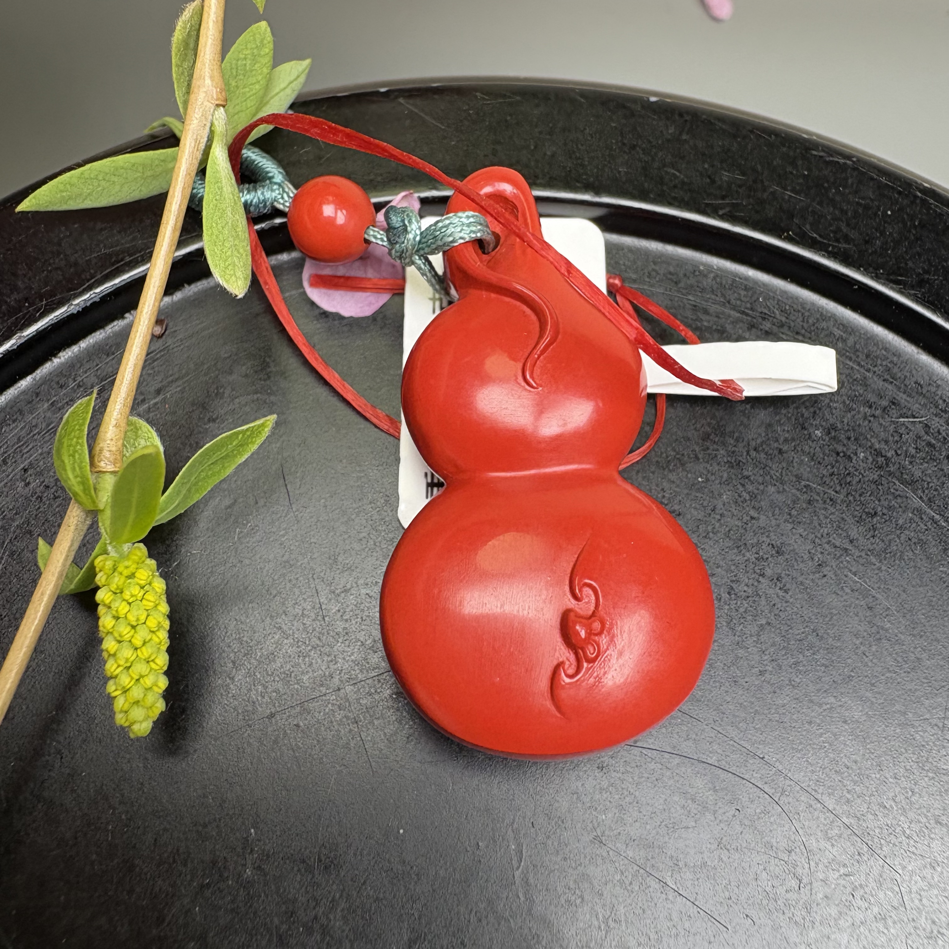 含辰砂工艺品【老张朱砂阁】朱砂水飞砂原矿高含量葫芦吊坠HS12