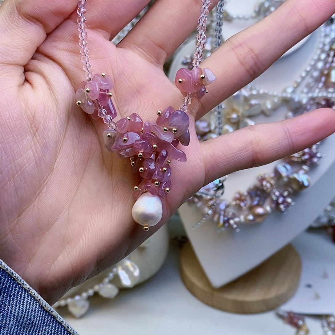 淡水珍珠颈饰银S925镶嵌