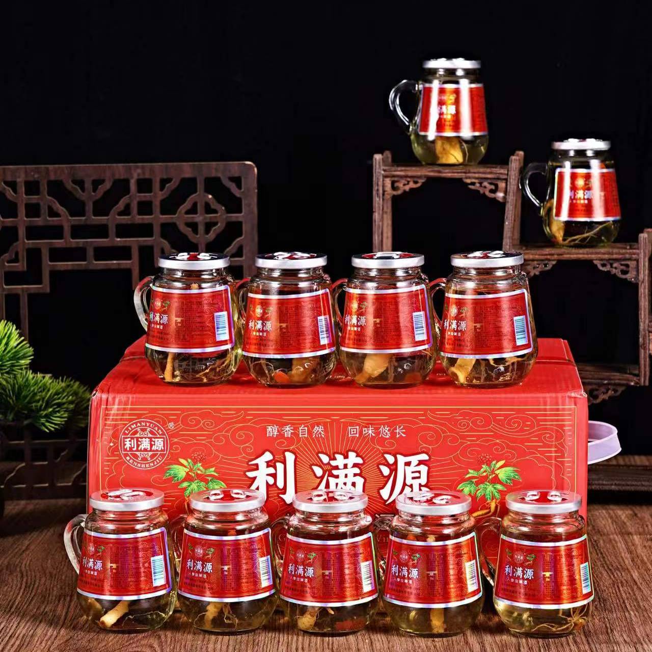 利满福旺长白山茶杯人参虫草酒，150毫升，42度41-50度