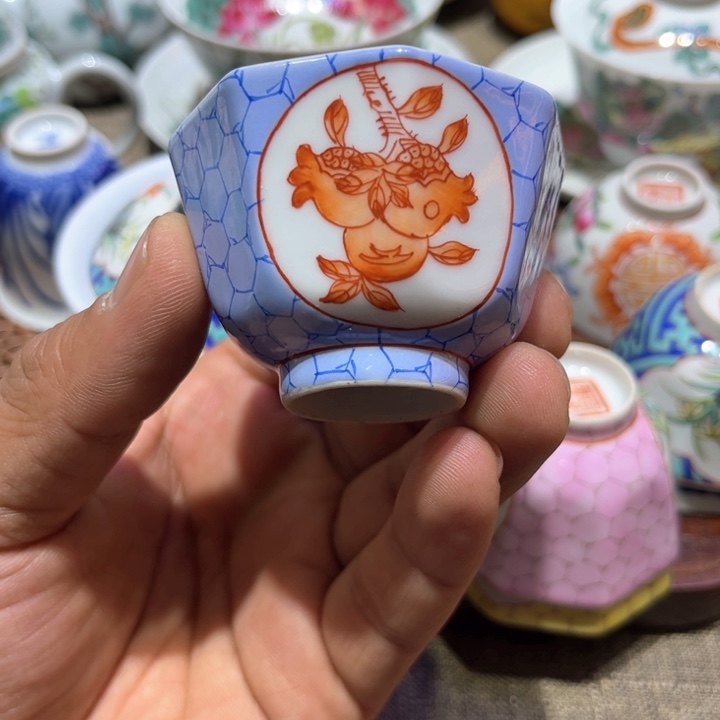 纯手绘精辟吧盖碗杯