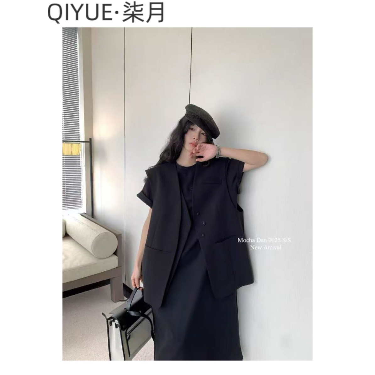 柒月家显瘦瘦纯色马夹百搭薄款常规纽扣马甲常规款春秋无袖