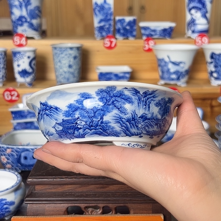 墨奈手绘陶瓷花盆