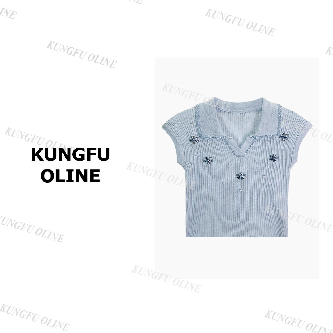 【小妖】MJ9884翻领小装饰针织衫女气质百搭显瘦上衣