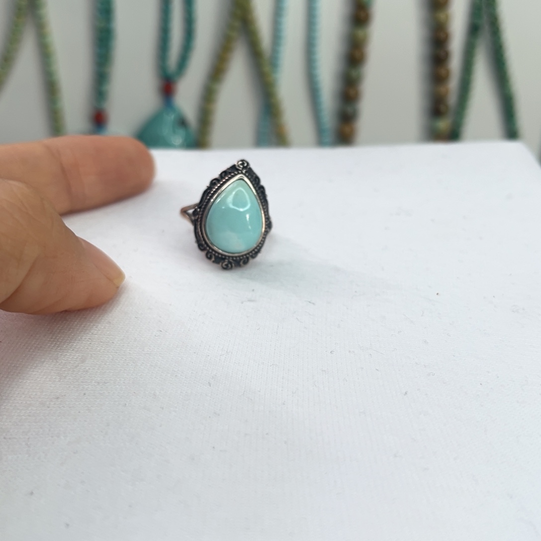 绿松石银S925镶嵌戒指