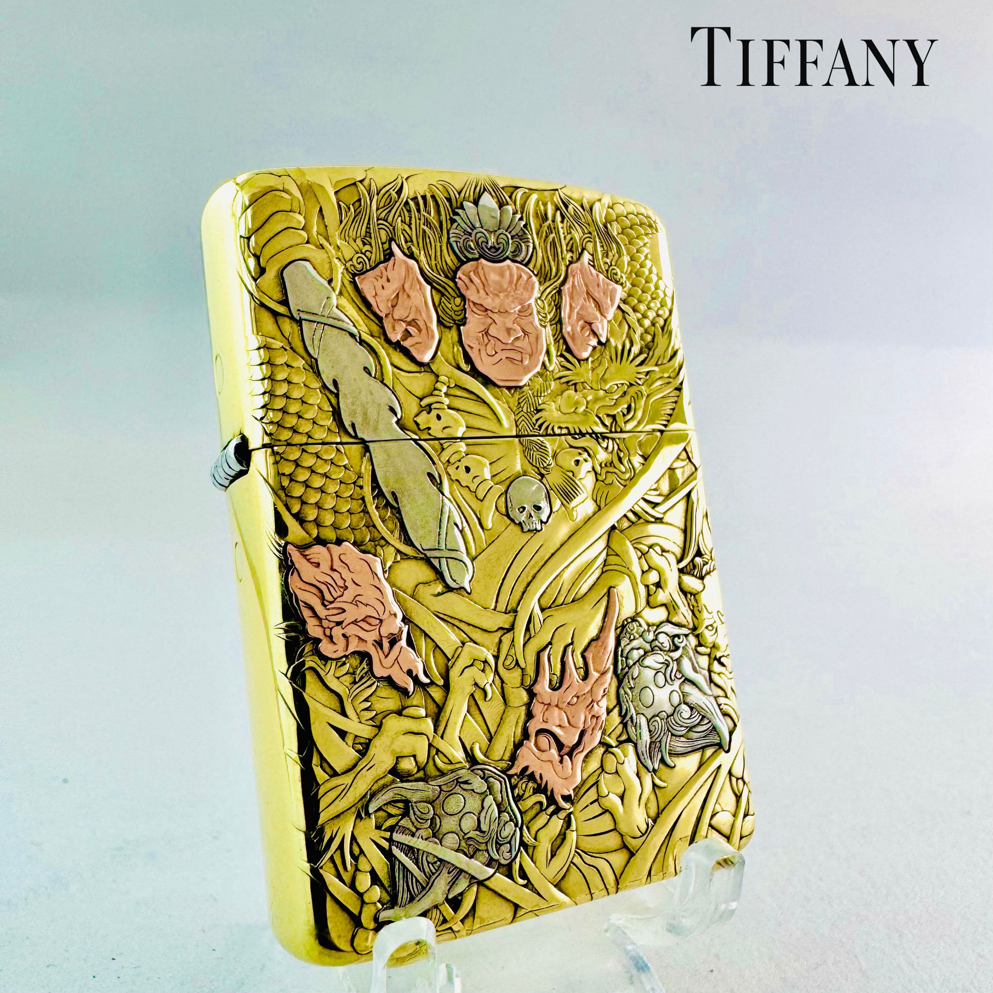 大黑天双面浮雕镶嵌工艺火机火凤凰工作室T10原铜加厚盔甲打火机