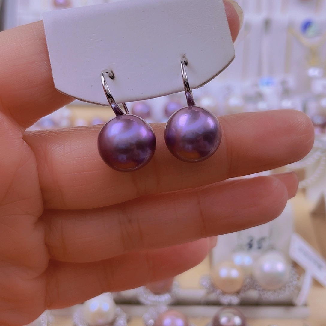 静***玉银S925镶嵌耳饰淡水珍珠