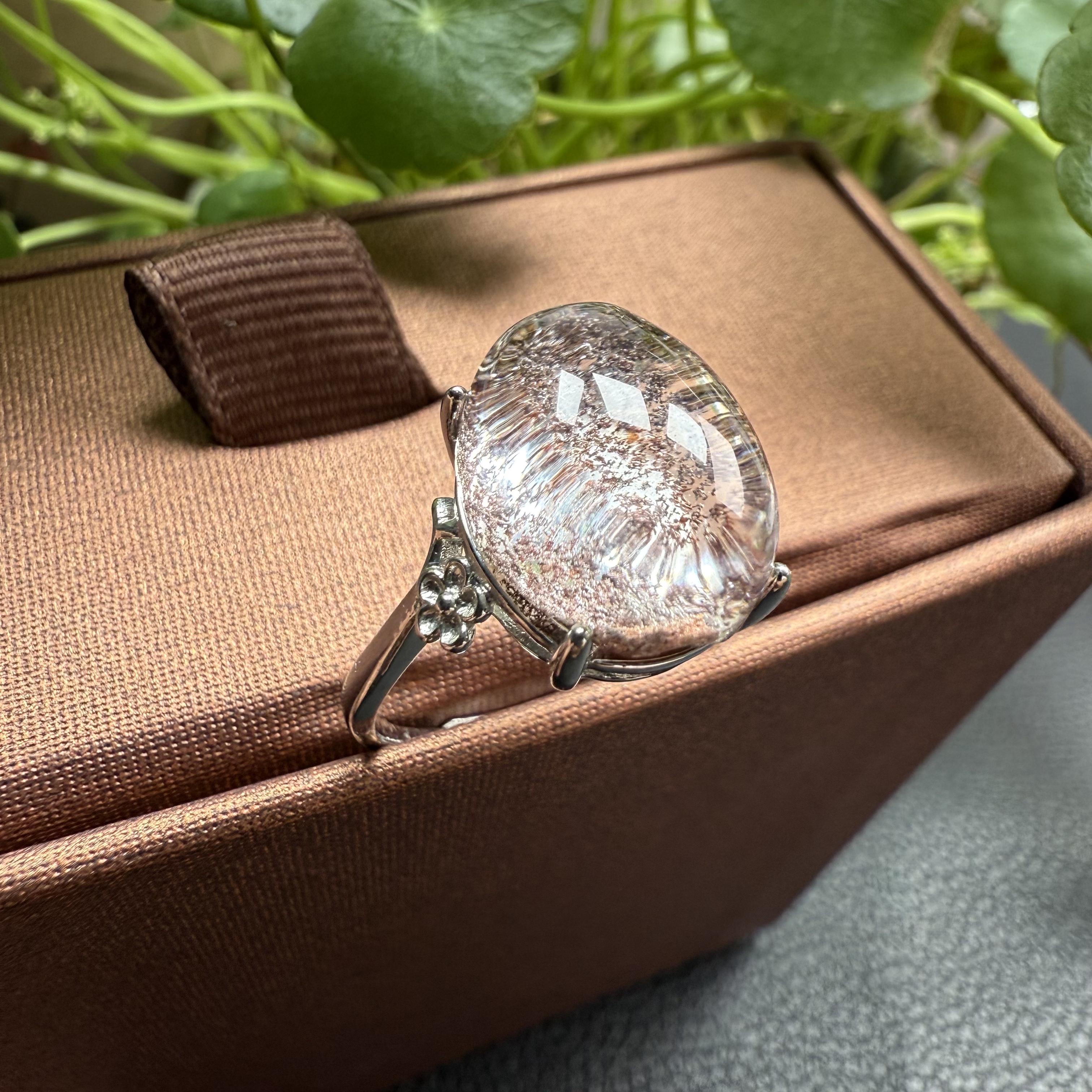 天然彩幽灵水晶戒指-Y115多样性发其一