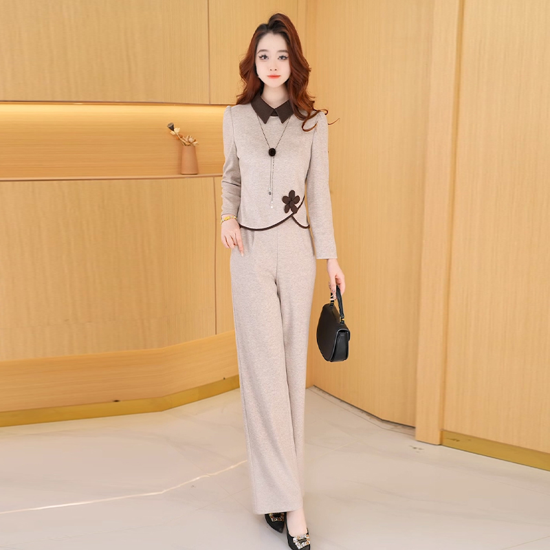 【两件套】秋季时尚宽松洋气休闲收腰气质减龄长袖高腰修身女装套