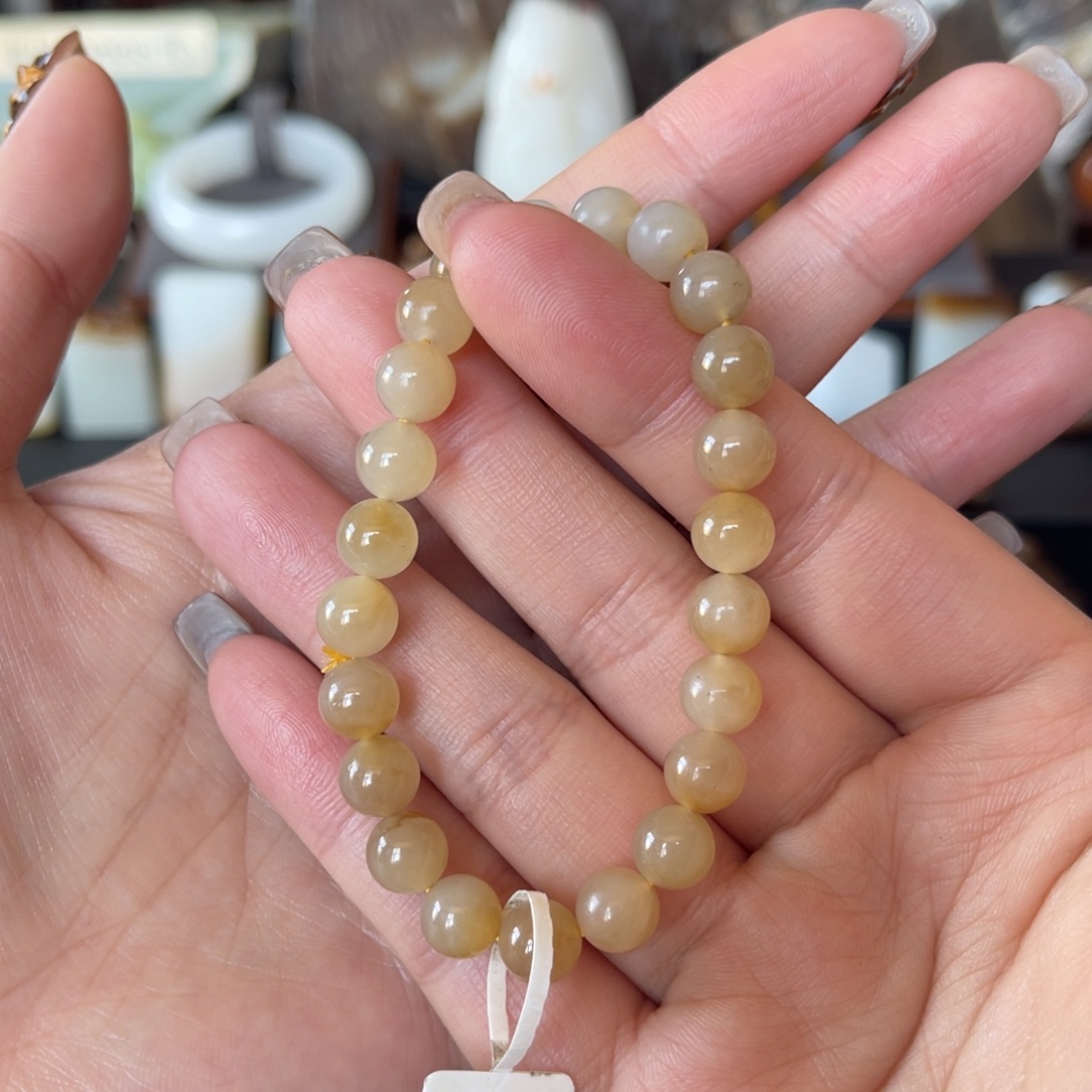 和田玉（糖玉）未镶嵌挂件金山全糖8mm手串