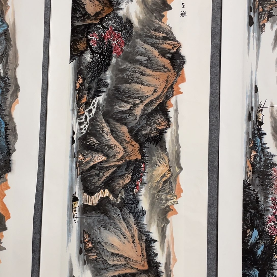 向***4国画六尺对开画芯 捡漏